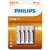 Philips Μπαταρίες Απλές LongLife AAA 1.5V R03L4B/10 Zinc-Chloride 4τμχ 8712581549435