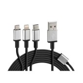 ΚΑΛΩΔΙΟ USB ΦΟΡΤΙΣΗΣ CERBERO 100 cm (3 ΑΝΤΑΠΤΟΡΕΣ TYPE C/APPLE/MICRO USB - 8 PIN) SILVER LINE 38847