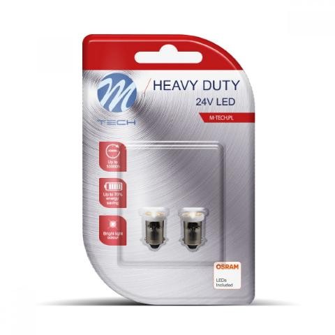 Λάμπα LED, T4W 24V BA9S 4xSMD2835 OSRAM LED ΛΕΥΚΟ HEAVY DUTY BLISTER 2ΤΕΜ. M-TECH LB909W