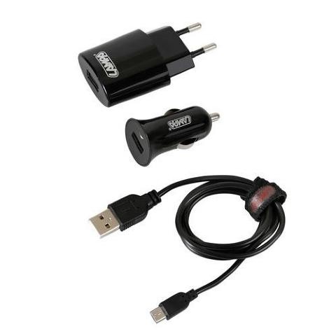 Καλώδιο Φορτισης MICRO USB 100cm με αντάπτορα USB αναπτήρα 12V/24V και αντάπτορα 220V 38944