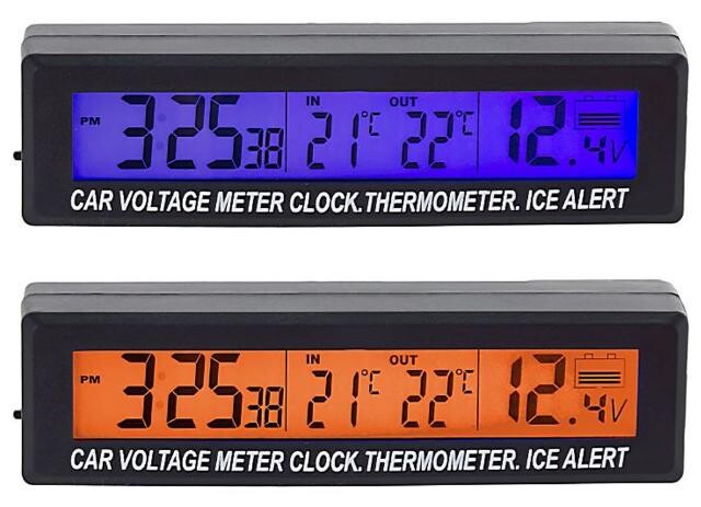Βολτόμετρο αυτοκινήτου, θερμόμετρο, ρολόι 12/24V AG97A